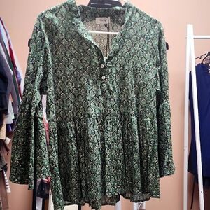 Green Patterned Women's Top